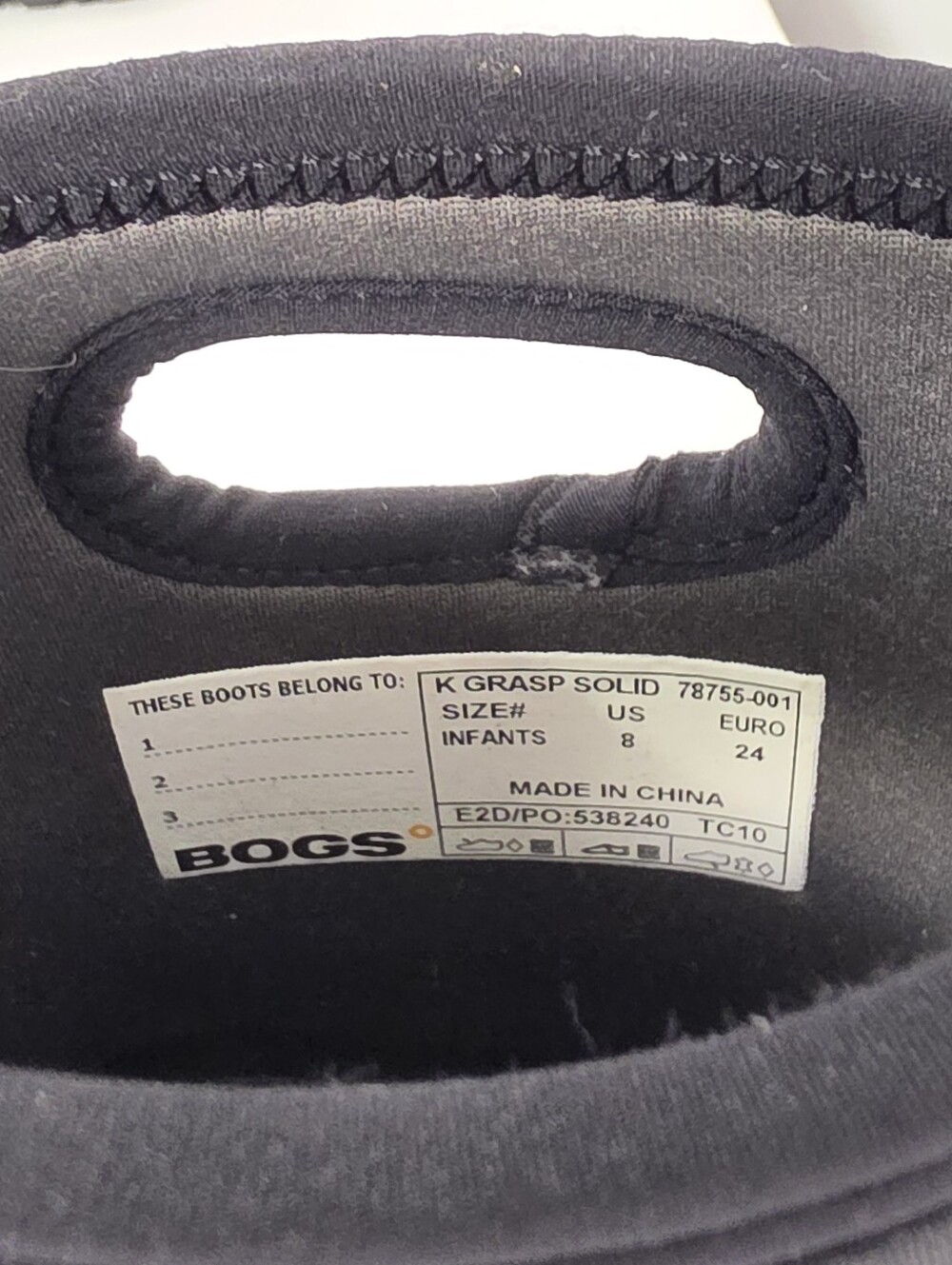 Bogs Kids Grasp Solid Waterproof Winter Rain Boots Black Toddler Infant Size 8 - Picture 15 of 16